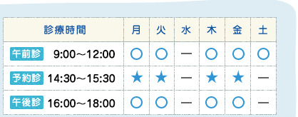 ߑOf9:00`12:00@ߌf16:00`18:00@\f E΁E؁E14:30`15:30