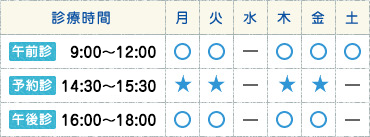 ߑOf9:00`12:00@ߌf16:00`18:00@\f E΁E؁E14:30`15:30